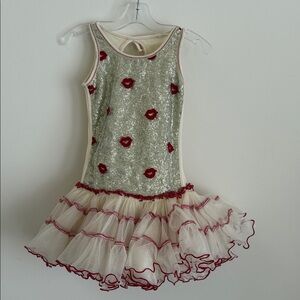 Ooh! La, La! Couture Ivory Silver and Red Girls Dress